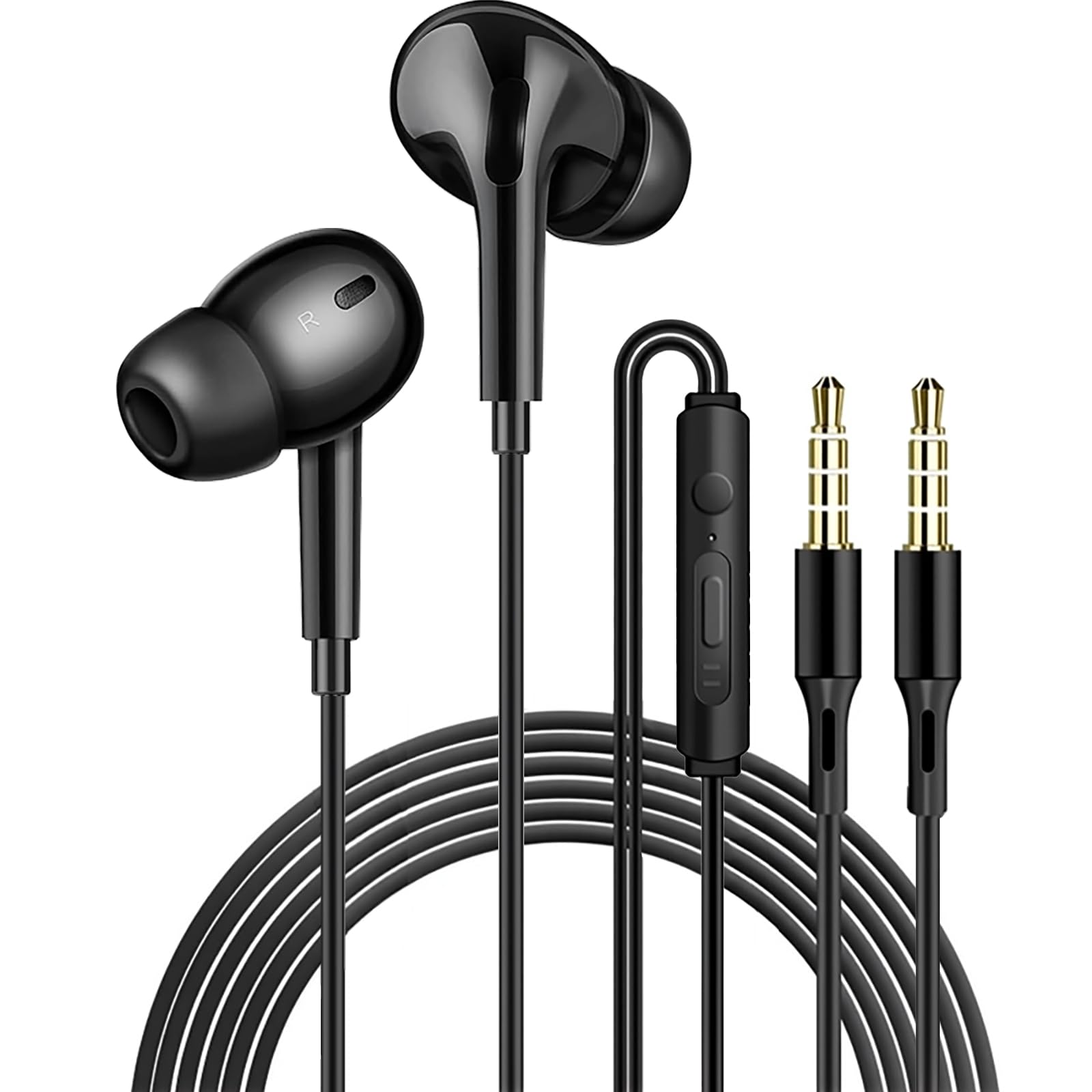 

3m Wired Earphones with HIFI Sound Quality, Volume Control, Microphone, High-Resolution Audio, Clear Calls, Deep Bass, Stereo Earbuds, Comfortable