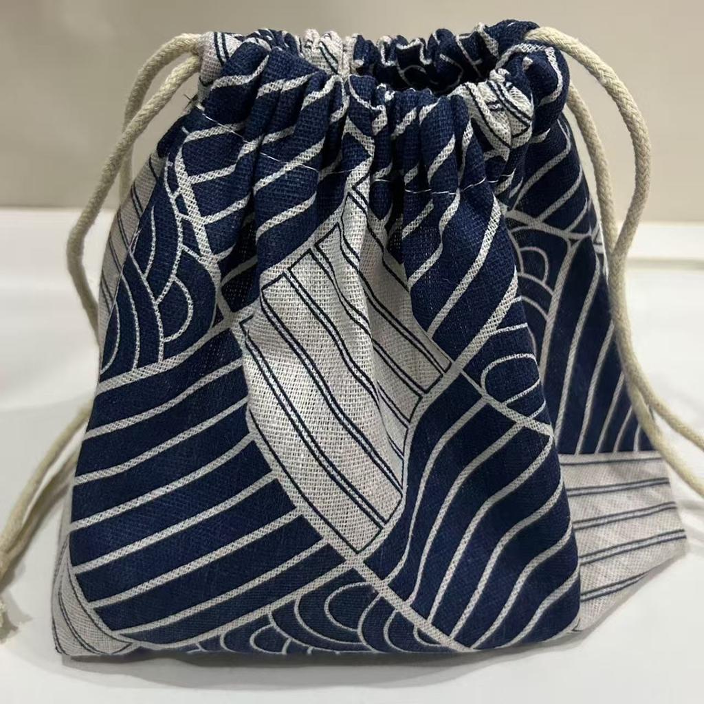 Japanese Style Cute Drawstring Lunch Bag Storage Bag Travel Picnic Portable Bento Storage Bundle Tote Pouch Cutlery Storage Gift