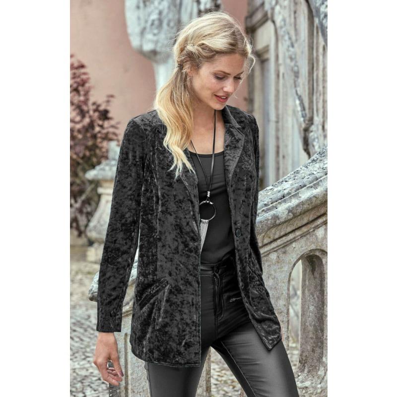 Tavaszi őszi blézerek öltöny női egygombos alkalmi bársony öltönykabát nőknek kabátok