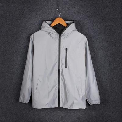 New Night Reflective Jackets Double Fabric Windbreaker Hooded Jacket Men Hip Hop Dancer Singer Waterproof Zipper Coats Outwear