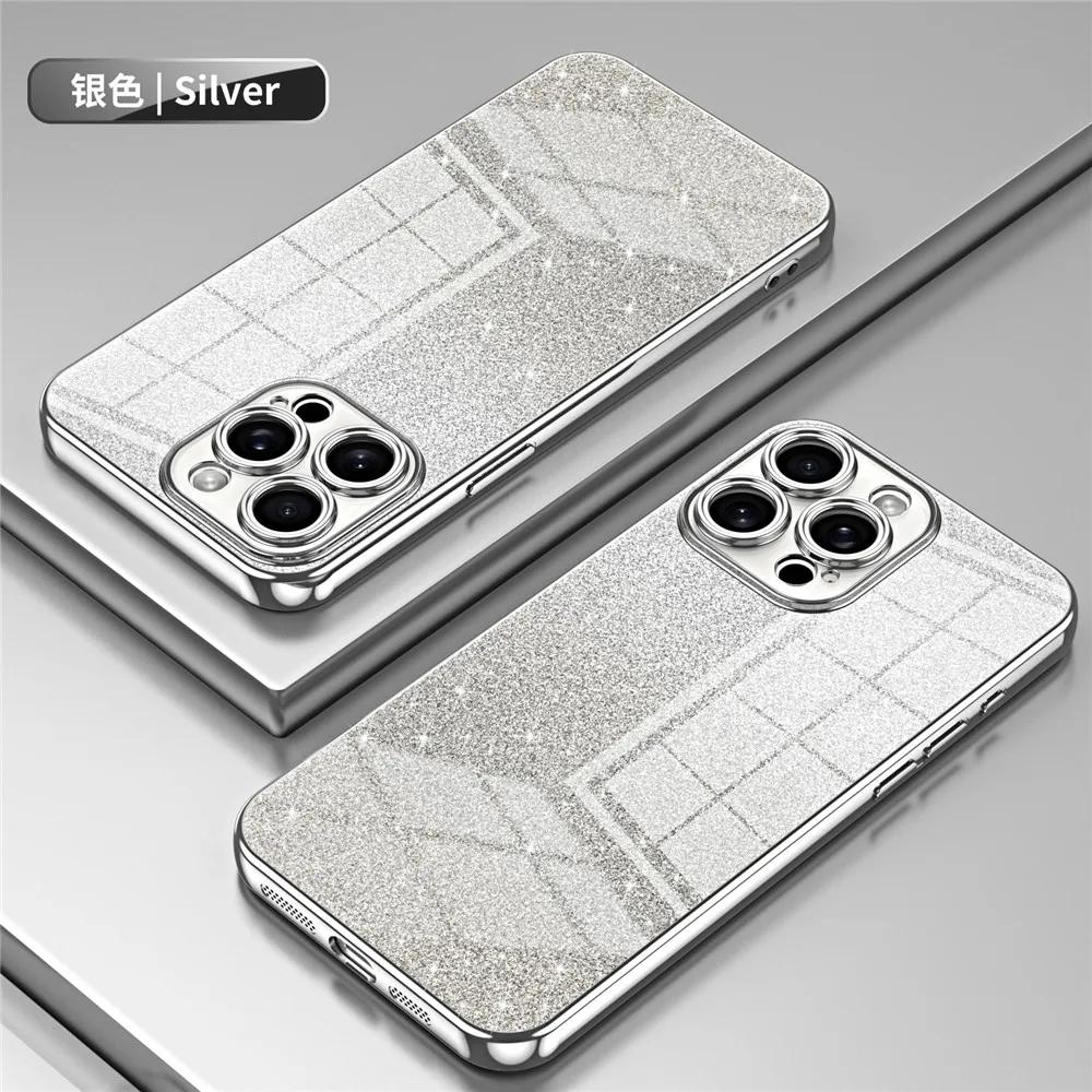 Luxury Plating Glitter Case For iPhone 15 14 Pro Max 13 11 Pro Max 12 Mini XR X XS 7 8 Plus SE 2020 Soft Shockproof Phone Cover