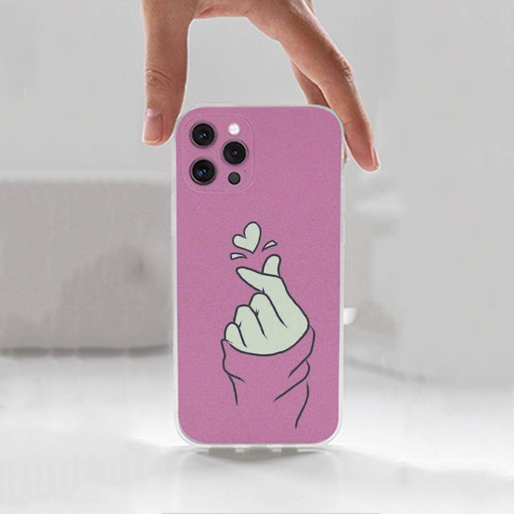 Schöne Hand-Herz-Hülle für iPhone Max, 14, 16, X, 13, XR, SE, 12, 15, Pro, 17, Plus, 11, XS, Mini durchsichtig weiche Abdeckung