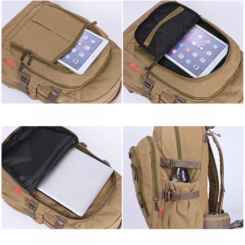 50L Fashion Thick Canvas Men's Backpacks Lightweight Wear-resistant Large Capacity School Bags Outdoor Leisure Travelling Rucksacks Male Climbing Bag