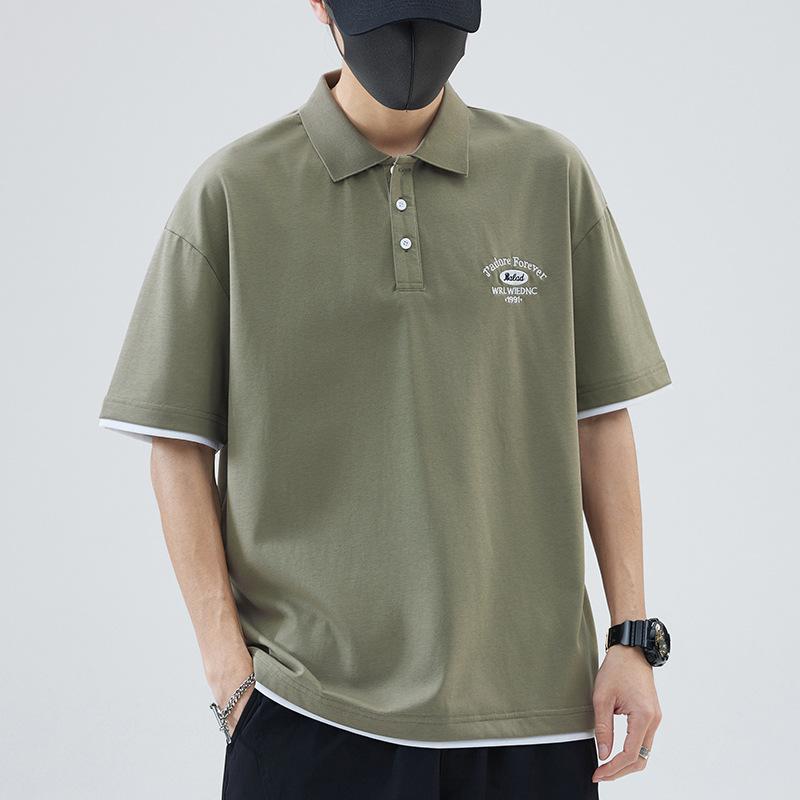 

Футболка поло с коротким рукавом и воротником Ice Silk, мужская футболка Paul с вышивкой, свободная универсальная футболка XXXL