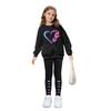 Girls Fashion Suit Summer Children Leisure Love Butterfly Printed Long Sleeve Hoodie Leggings Outdoor Sports Suit