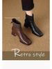 Women's Versatile Fashion Chunky Heel Ankle Boots - Square Toe, Fly-Knit Leather, Plus Velvet, for Autumn/Winter 2025