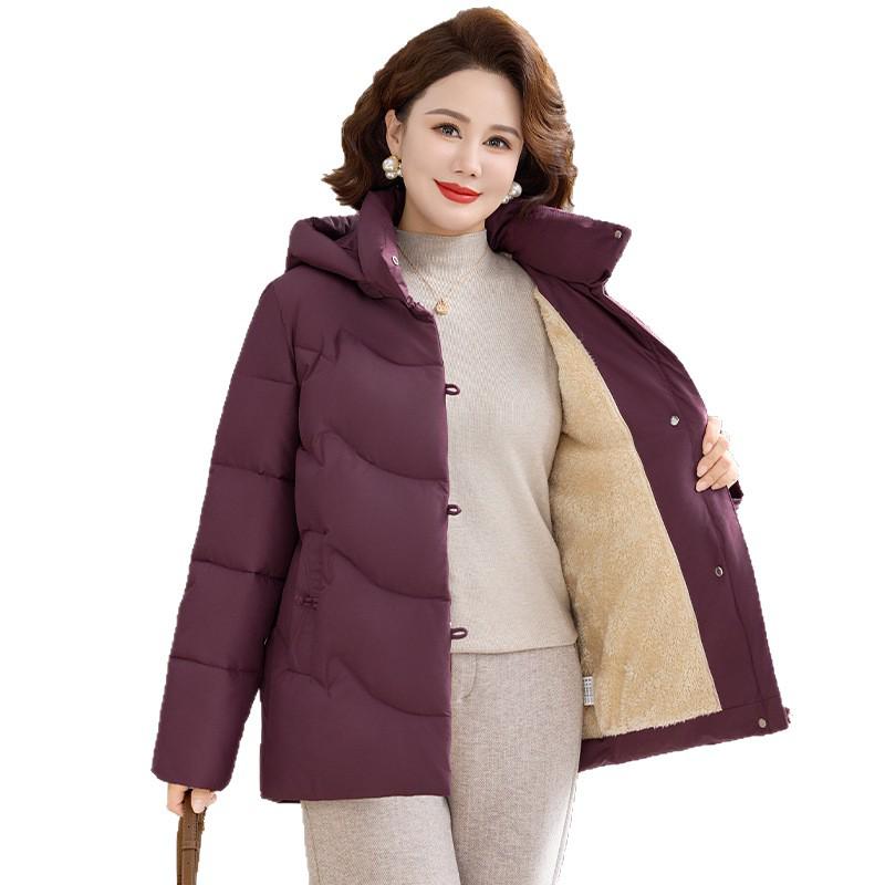 Mom's Stylish Winter Cotton Jacket - Thick, Warm, and Fleece-Lined for Middle-Aged & Elderly