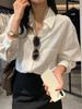 Korean Style V-Neck Lace Patchwork Blouse for Women - Autumn Edition