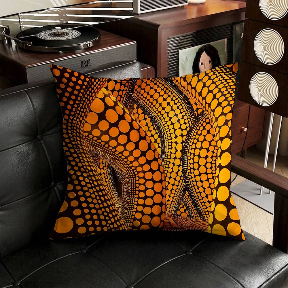 YYayoi Art KKusama Pillow Case Square DoubleSided Printing Short Plush Sofa Cushion Cover Bedroom Bedside Pillow