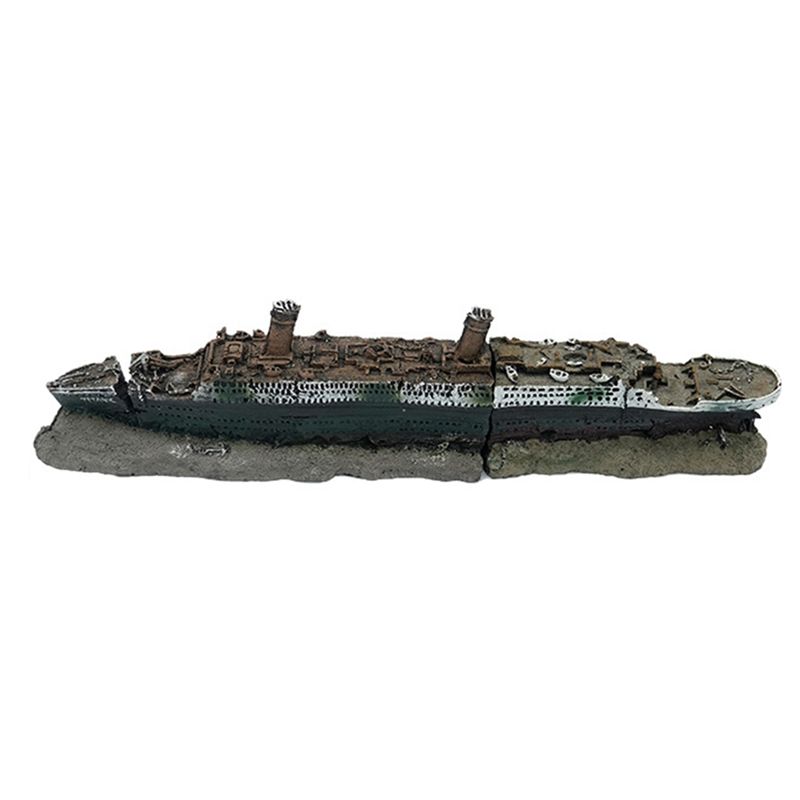 

M-Modern-Aquarium Shipwreck Fish Tank Ship Ornaments Fish Tank Decoration Landscaping Resin Crafts Broken Ship Ornaments