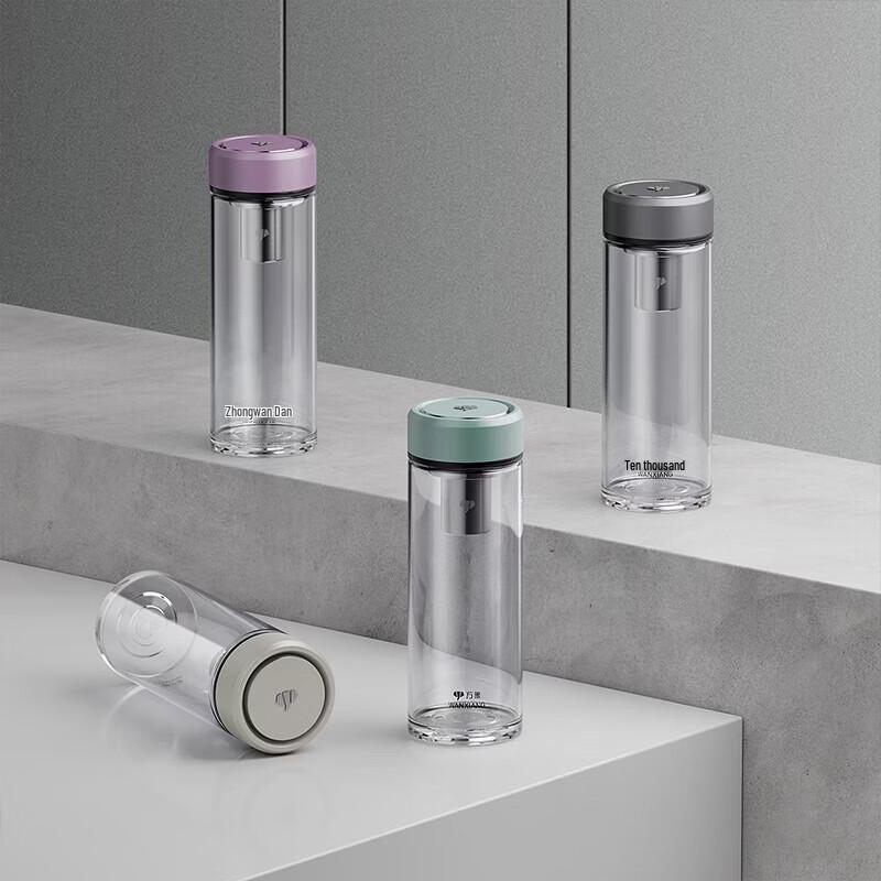 WANXIANG Portable High Borosilicate Glass Water Bottle with Tea Infuser