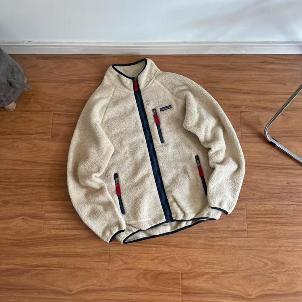 Męski Wysokiej Jakości BATA Retro Polar Wełna Jagnięca Ciepły Stój na Zamku Kardigan Kurtka