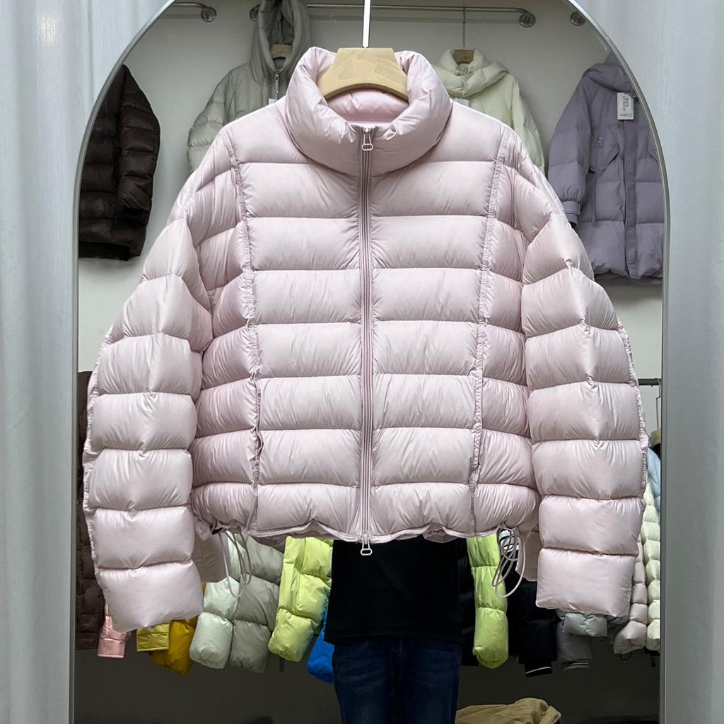 White duck down ribs down jacket women's short stand-up collar thickened new small super good-looking puff jacket
