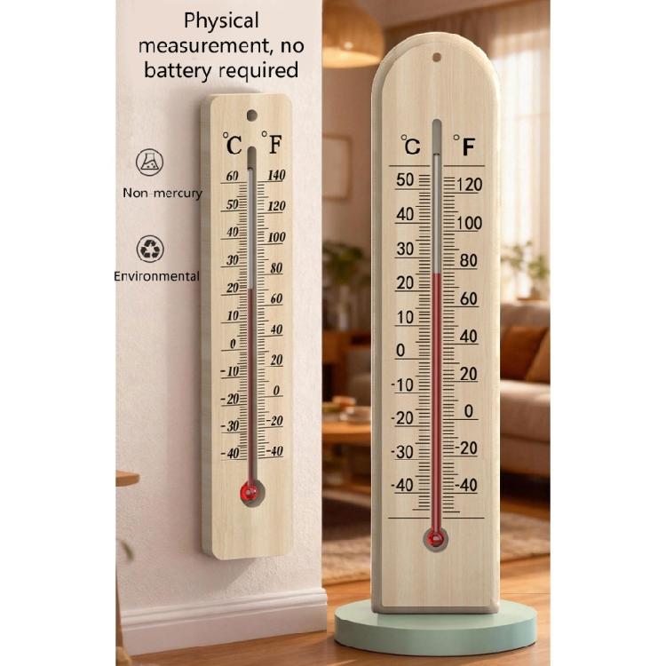 Wooden Temperature Gauge for Home and Office Large Display Accurate Measurement -40℃ to 50℃ Safe Kerosene Wall Mount Easy to Read