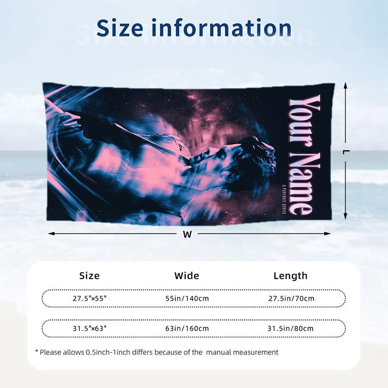 Harry Styles Beach Towel, Personalized Custom Name Text, Quick Dry Large Absorbent Towel For Beach Pool