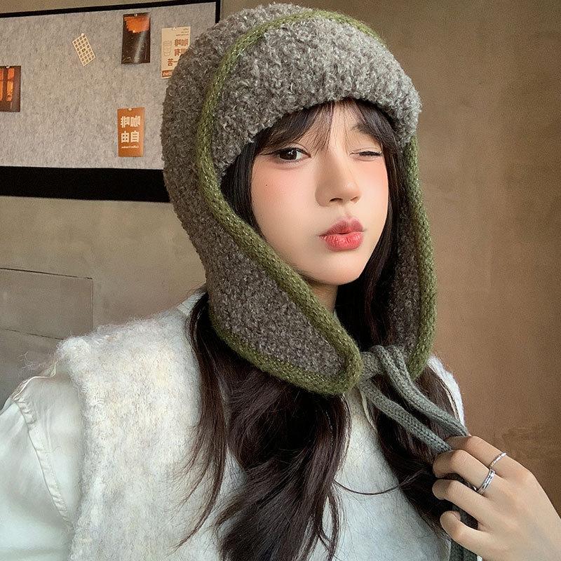Keep Warm and Cold Children Autumn and Winter Thickened Fleece Ear Protector Knitted Wool Balaclava Hat