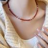 Versatile Gemstones Necklace Turquoise/Onyx Beaded Choker Adjustable Length Clavicle Chain Fashionable Party Jewelry