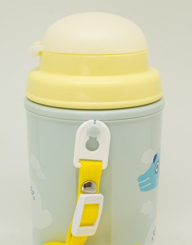 OSK (OSK) Shinapushu Wasserflasche mit Strohhalm, Isoliert, 450ml, Hergestellt in Japan, Einhandöffnung, Weite Öffnung, Leicht zu reinigen, Leicht zu trinken, Niedlich,