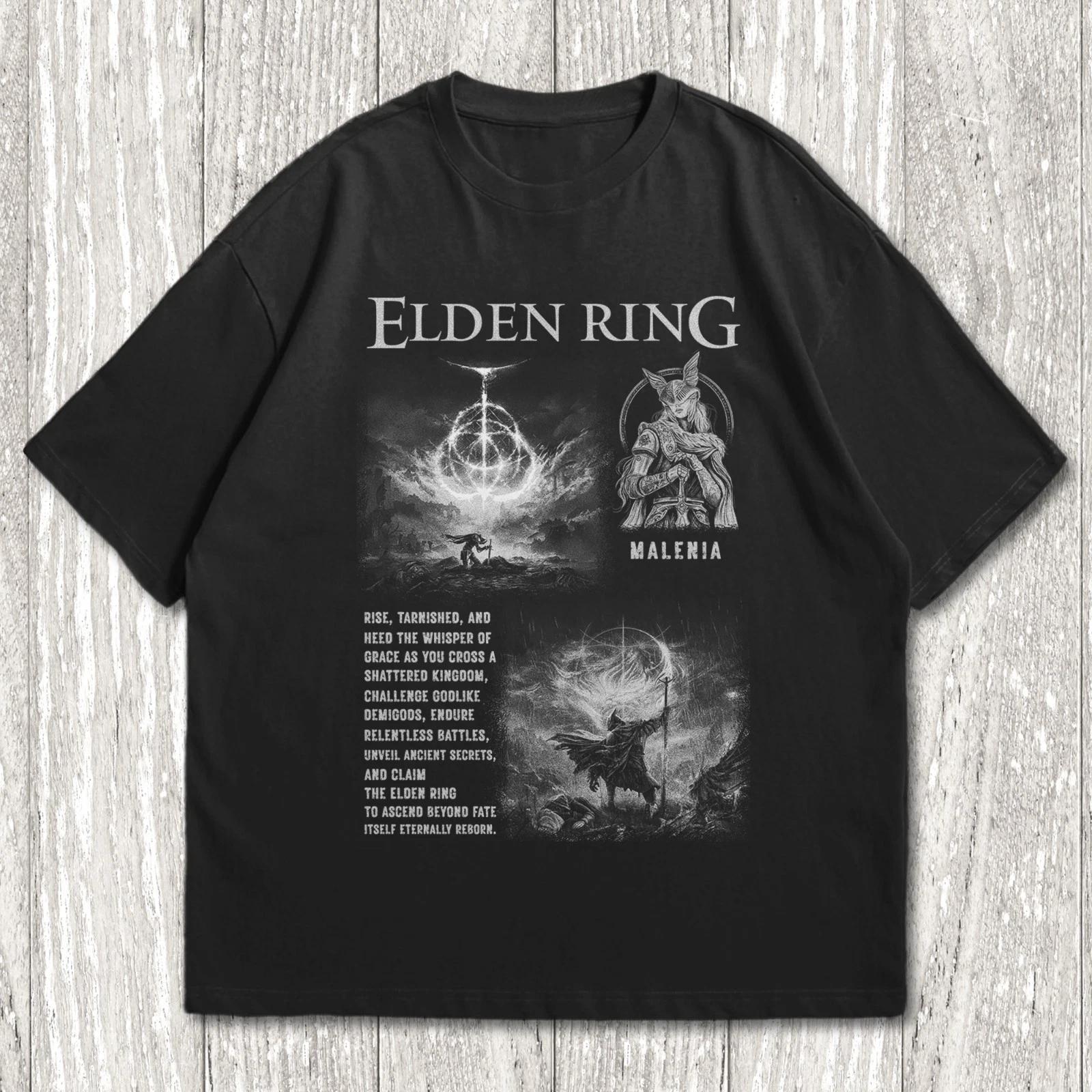 

Gothic Elden Ring 100% Cotton T-shirt Mens Tees Top, Malenia Fan Art L