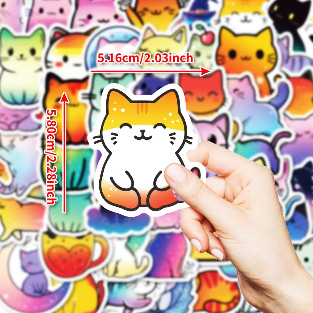 50 Colorful Cat Graffiti Stickers Personality Creative Color Gradual Change Stickers