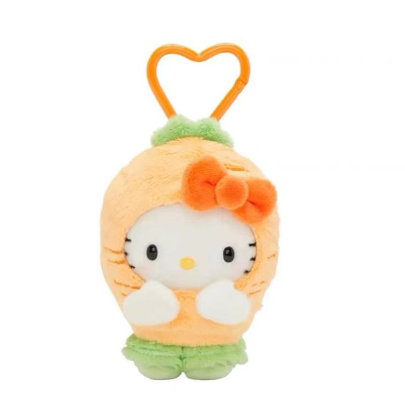 Adorable Japanese Hello Kitty Plush Keychain Featuring Colorful Vegetable Designs