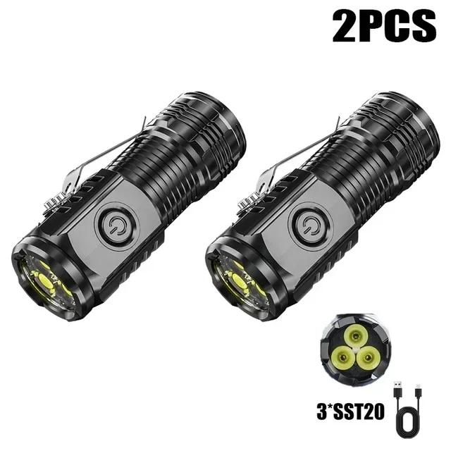 LED Portable Flashlight Super Bright Torch Waterproof Mini Light with CAP CLIP for Outdoor Hiking Camping Powerful Working Lamp