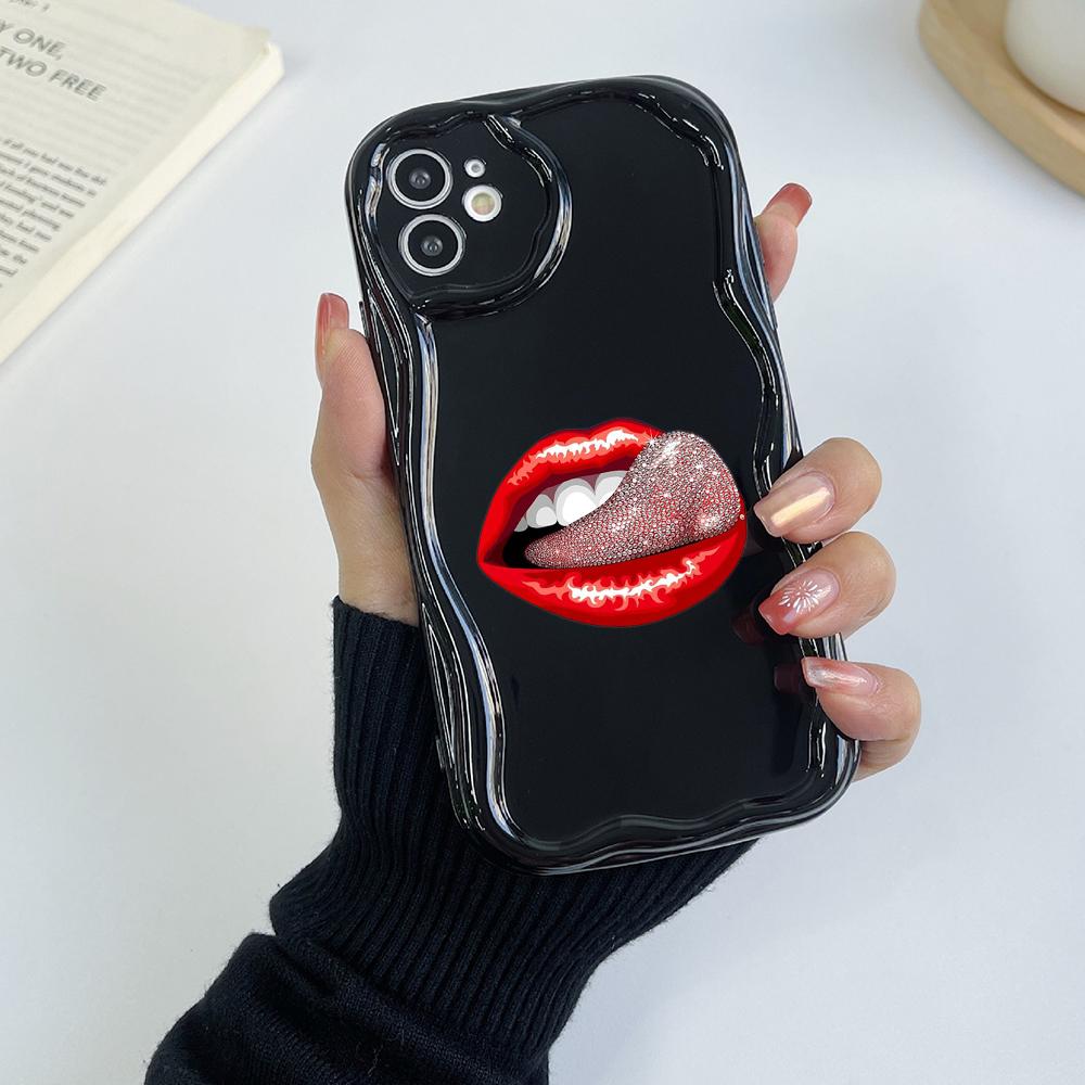 LZ21 Lips kiss design art Clear Soft Wave Phone Cases for Samsung S24 S23 Ultra S20 FE A54 A14 A52s A51 S10 Huawei Honor 90 Protection Back Cover
