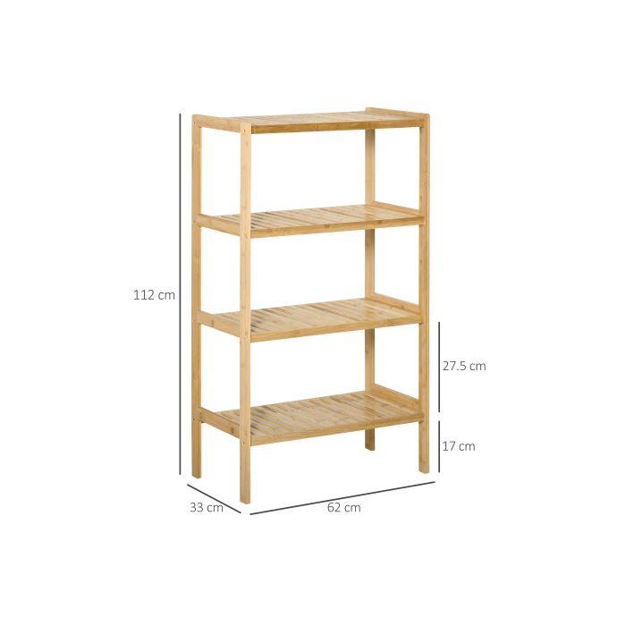 Étagère - MUVOE - 4 Niveaux - Bambou Naturel - 62x33x112cm - Charge 10kg par Étagère