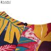 ZANZEA Women Summer Round Neck Short Sleeve Printing Loose Casual Dress