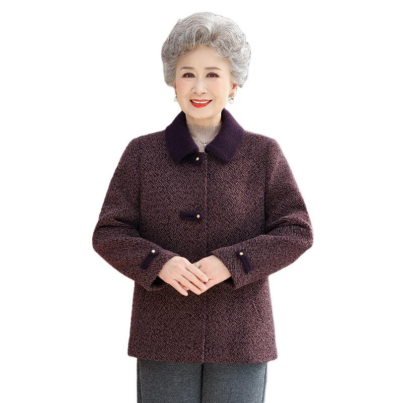Grandma's New Spring Wool Coat for Elderly Women - Stylish Autumn and Winter Wear