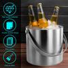 Insulated Ice Bucket with Silicone Lid, Tongs & Strainer, Double Wall Stainless Steel Ice Bucket for Parties and Bar Ice Bucket
