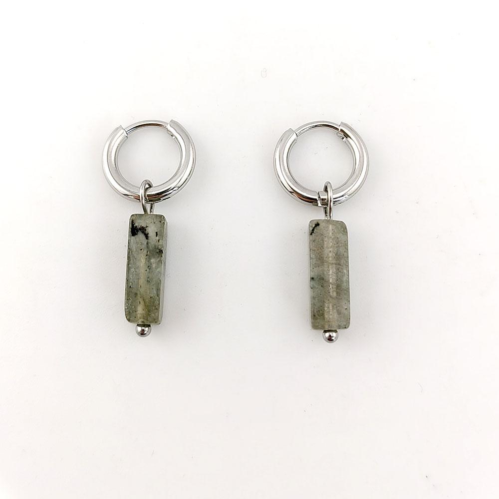 

HUIDANG Earrings With Stones Boucles d oreilles Square Natural Stones Small Hoops Earrings Woman New Trend 2025