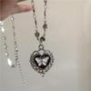 Gothic Rock Black Heart Pendant Love Chain Necklace For Women Men Y2K Personalized Halloween Charm Grunge Jewelry Accessories