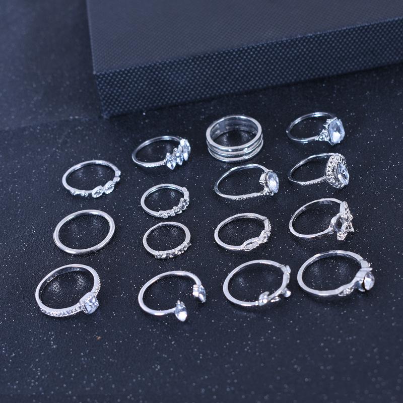 Bohemian European & American Women's 15-Piece Ring Set