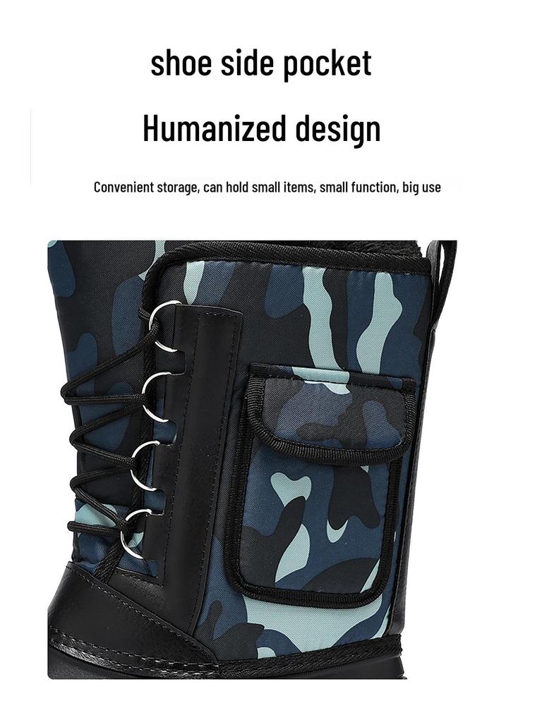 Pánské nadměrné voděodolné protiskluzové teplé sněhule s velurem a silnou bavlnou pro pohodlí v chladném počasí