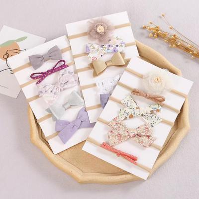 Lot de 5 bandeaux élastiques en nylon avec imprimé dentelle pour enfants, filles, nouveau-nés, accessoires pour cheveux, cadeau