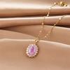 Vintage Oval Water Drop Necklace Female High Value Court Style Atmospheric Inlay Pendant Collarbone Chain