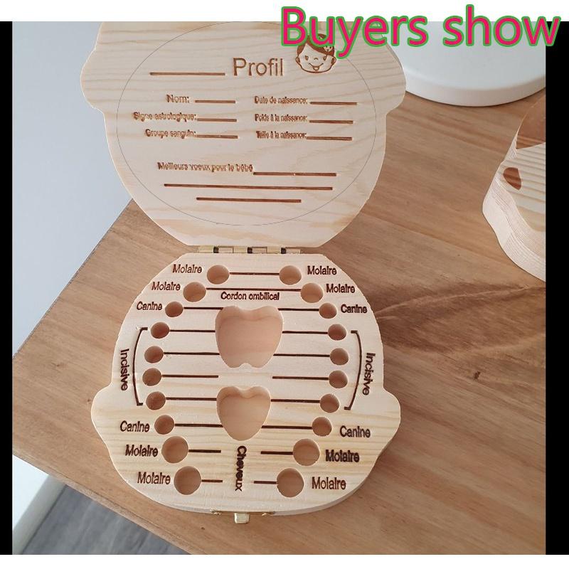 10 Sprachen: Englisch, Niederländisch, Spanisch, Portugal, Französisch, Russland. Baby-Zahnbox aus Holz, Organizer, Milchzähne, Aufbewahrung, Zähne sammeln, Nabelschnur, Gifs speichern