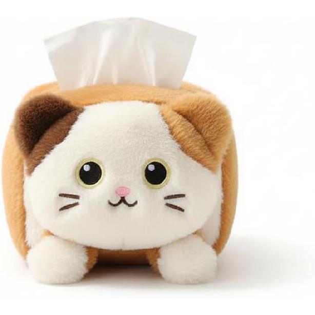 Drivers Cute Plush Animal Car Tissue Box Holder, Vehicle Console Napkin Dispenser, Secure Strap, Easy Refill, Tidy Ride, All-Season