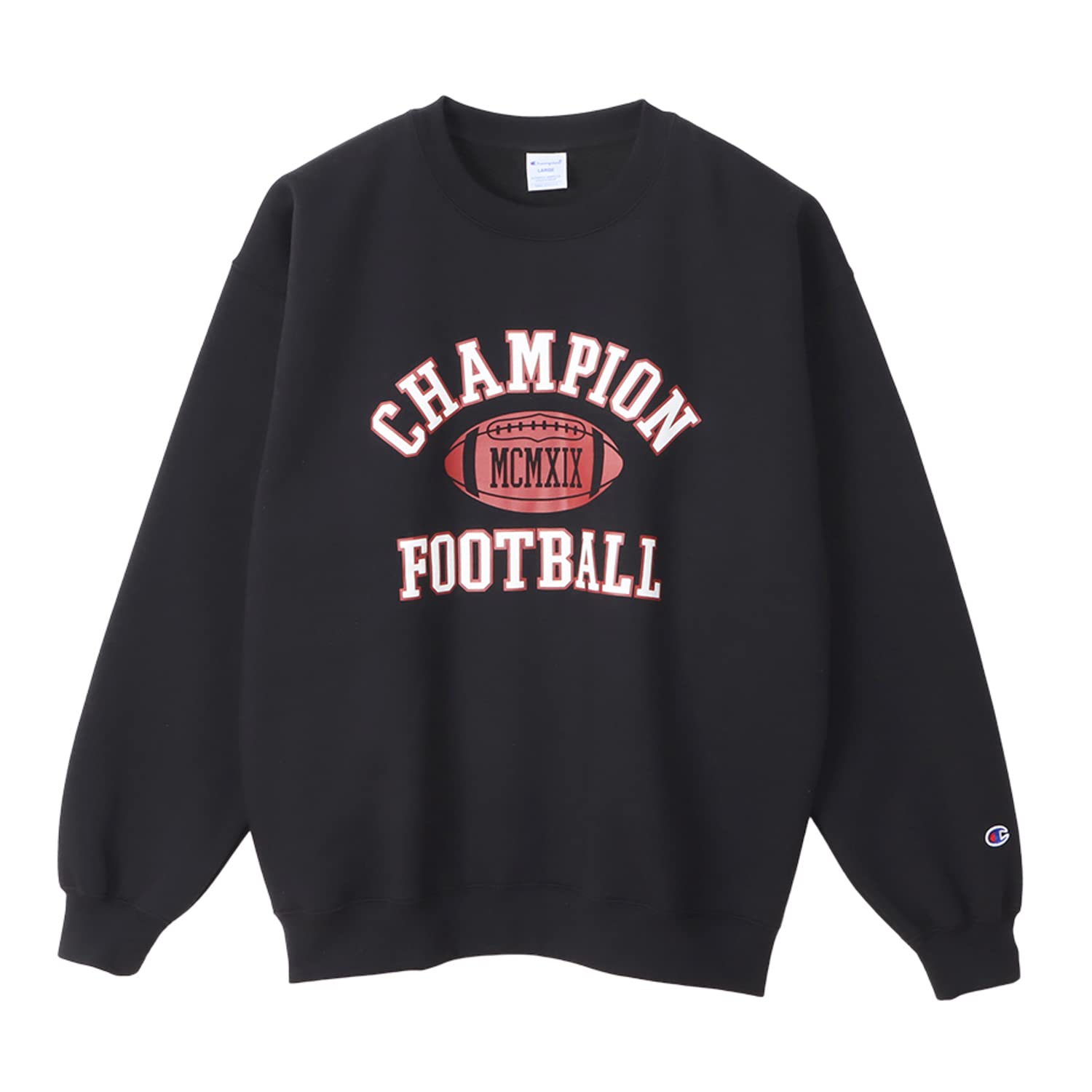 

Sweatshirt Long Sleeve Round Neck COTTON USA Loose Fit Graphic Logo Print Crew Neck Sweatshirt Action Style Black [Champion] C3-Y005 Men s чорний
