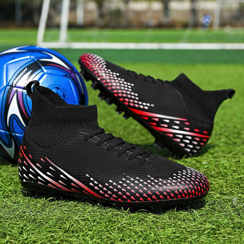 

Broken shoes DingTalk children s flying socks ping high-top football shoes leather foot overshoes artificial training men and women 35