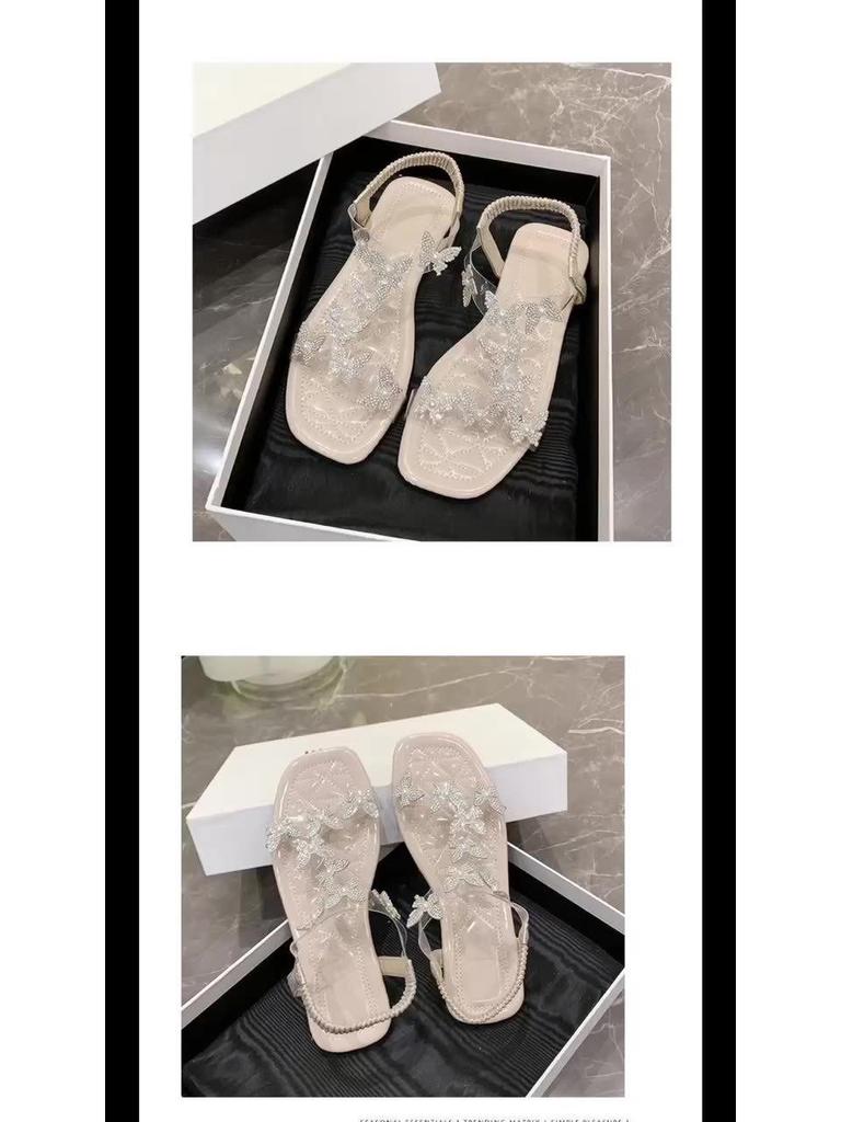 Ladies' Large Size Fashion Slip-On Sandals with Butterfly Pattern