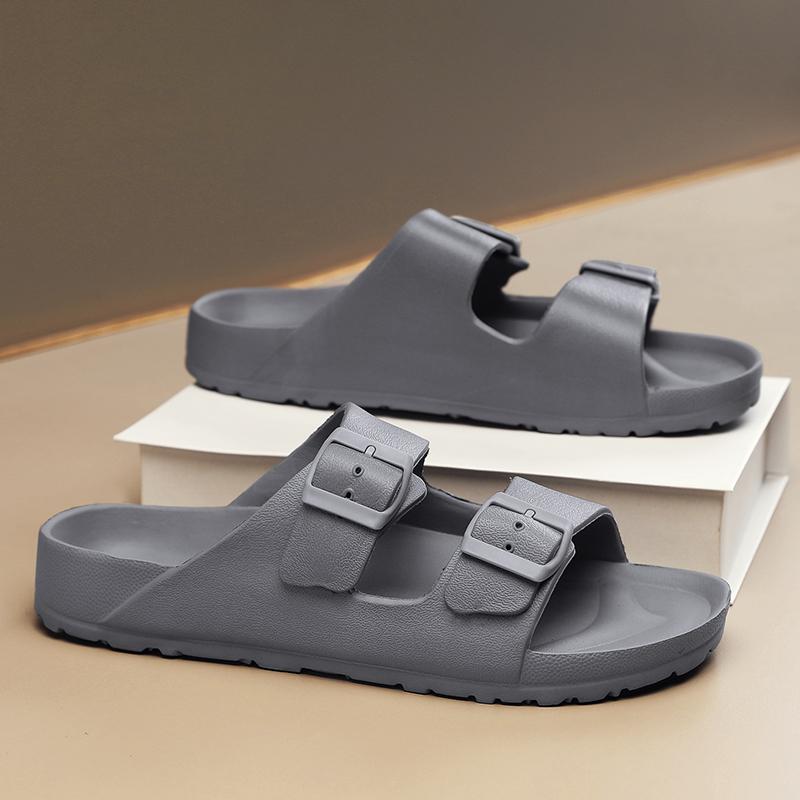 Summer Adjustable Soft Slippers for Men EVA Flat Cloud Slides Lightweight Non-slip Solid Color Beach Man Sandals Plus Size
