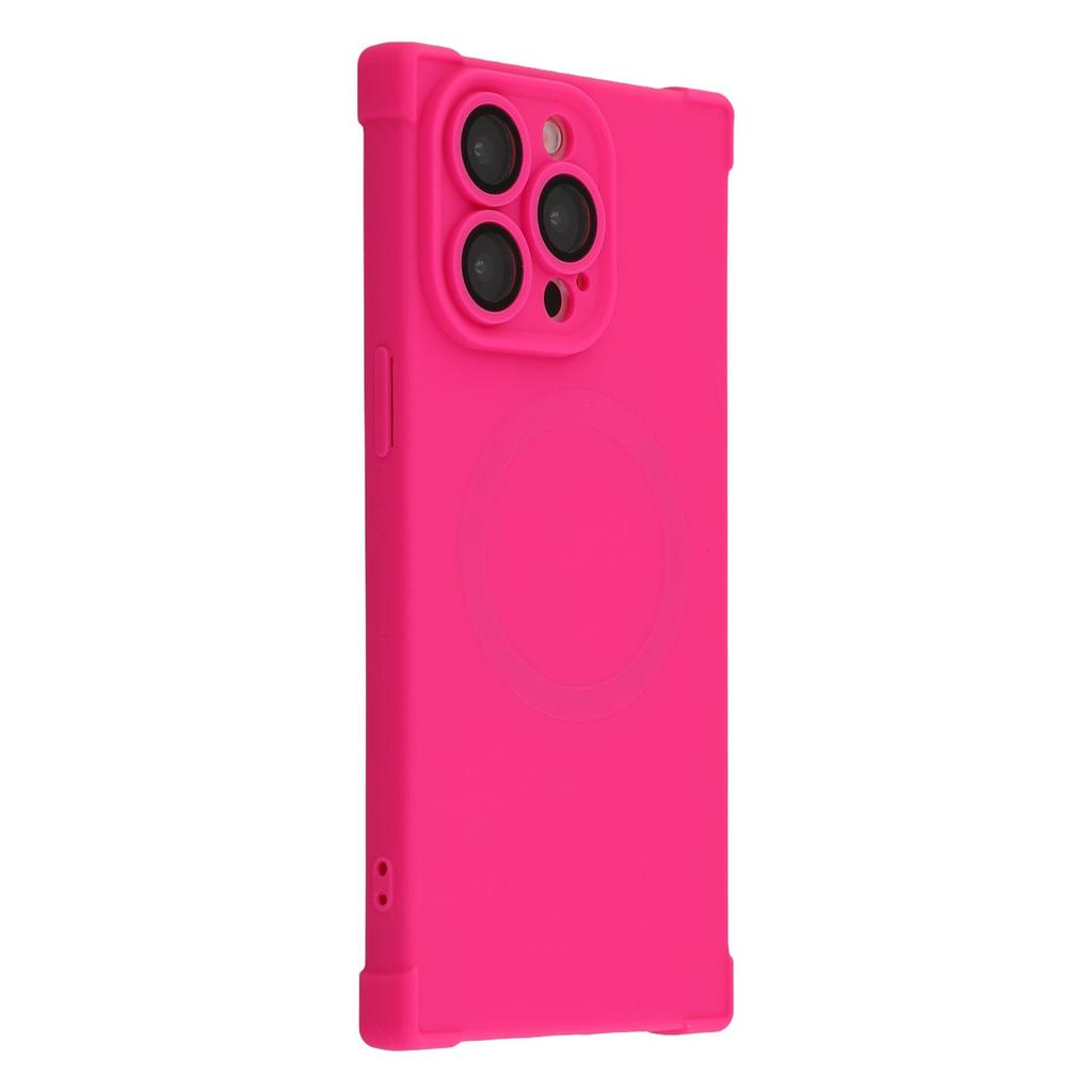 For iPhone 15 Pro Max Case Compatible with MagSafe Straight Edge TPU Phone Cover with Camera Lens Protector