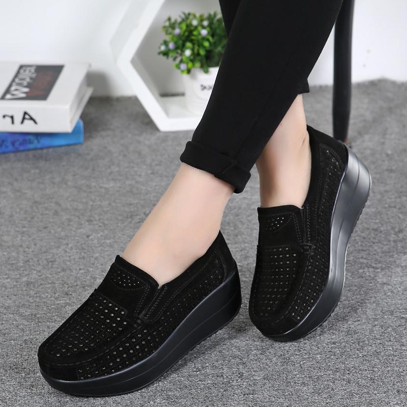 2024 Spring Platform Women Shoes Flats Sneakers Suede Leather Women Casual Shoes Slip On Flats Heels Creepers Moccasins