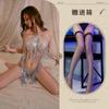 Sexy neck-hanging perspective suspender Bling sparkling sequins waist and thin tassel nightclub nightdress