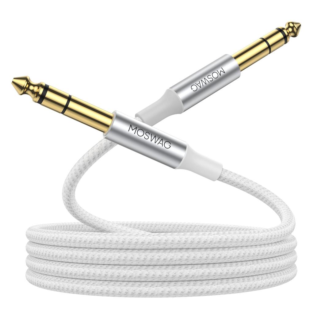 MOSWAG 6.35mm TRS Guitar Cable, 14-inch Balanced Audio Cable, White, 10m