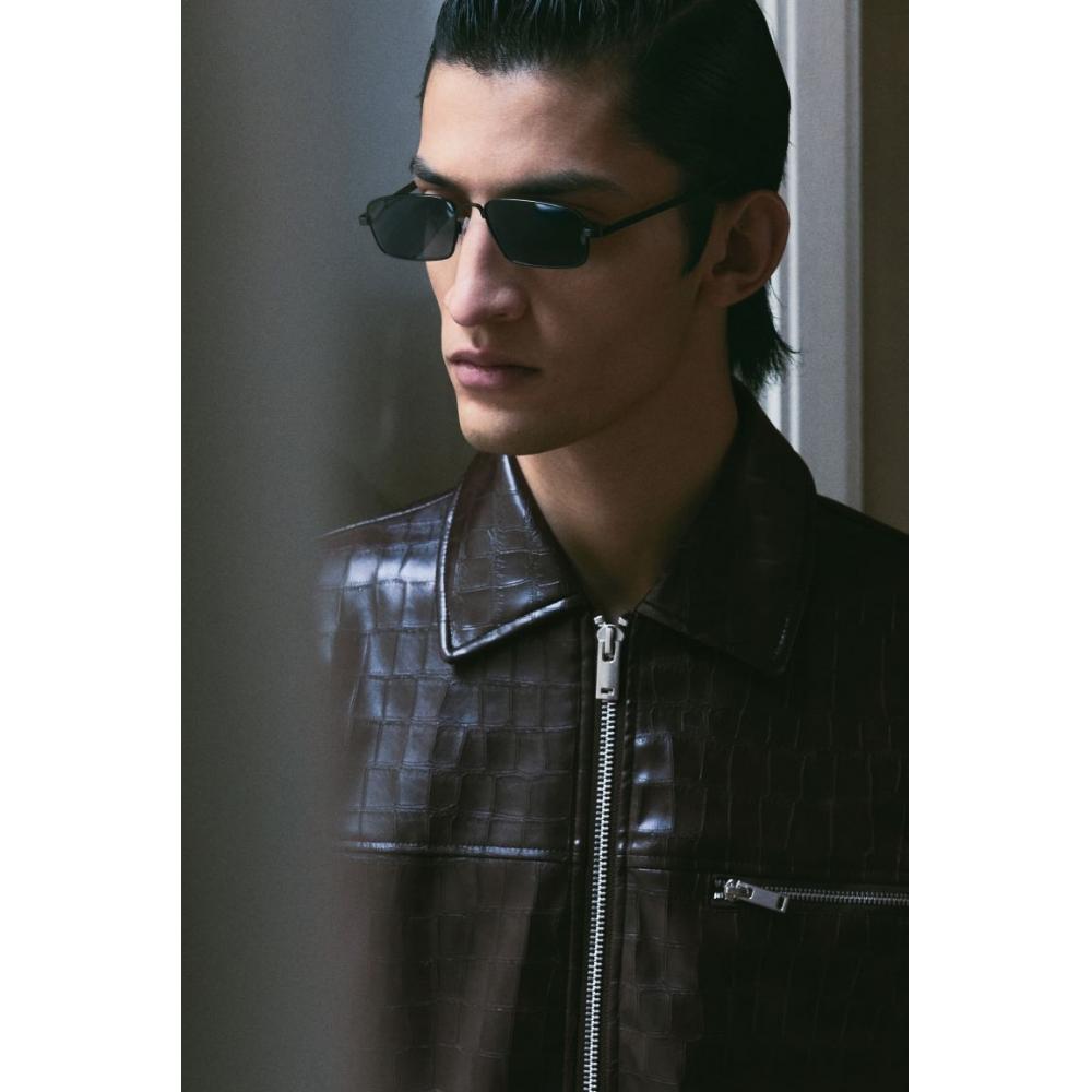 H M Regular Fit Crocodile Pattern Jacket Brown