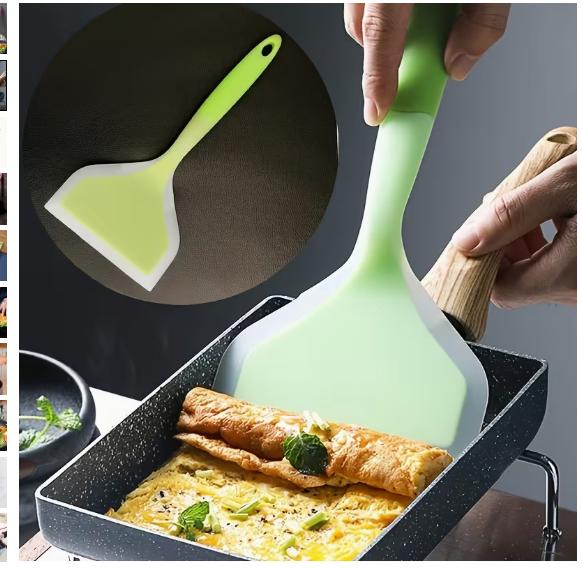 Silicone Spatula Cooking Utensils Beef Meat Egg Kitchen Scraper Wide Pizza Cooking Tools Shovel High Temperature Resistant Non-stick Spatula