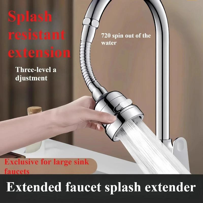 360° Rotatable Faucet Extender, 2-Mode Spray Nozzle for Kitchen Bathroom Sink, Water Saving Bubbler, Universal Fit Anti-Splash